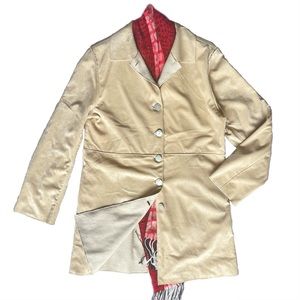 Casual mid-length coat collared outside velvet inner fleece woman size Small